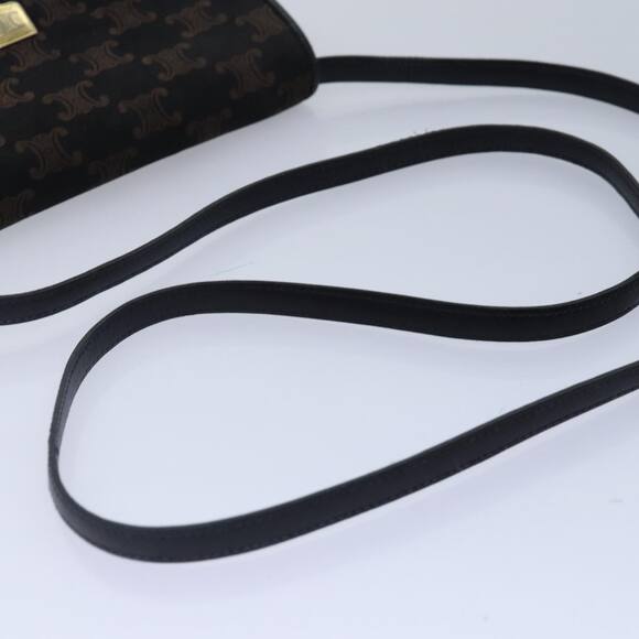 CELINE Macadam Canvas Shoulder Bag Gold Black - Picture 7 of 13